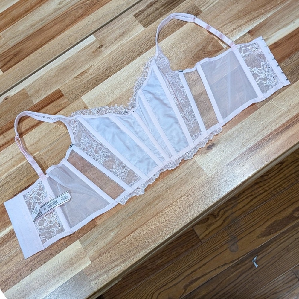 NWT Victorias Secret Dream Angels Lace Up Corset Bralette Pink Small Coquette - Picture 8 of 9